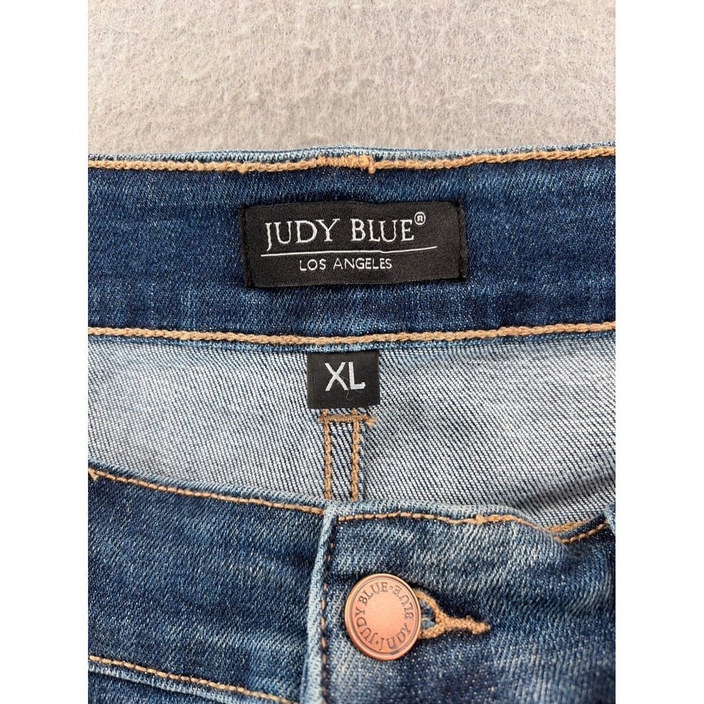 Judy Blue Distressed Denim Shorts Medium Wash Raw Hem JB15202MD XL Womens - Picture 4 of 14
